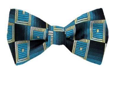 Aqua - Teal - Black Self-Tie Bow Tie